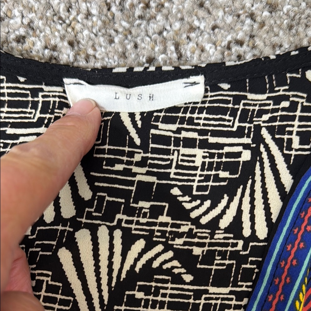Lush Black and Blue Patterned Romper Small - Picture 4 of 14